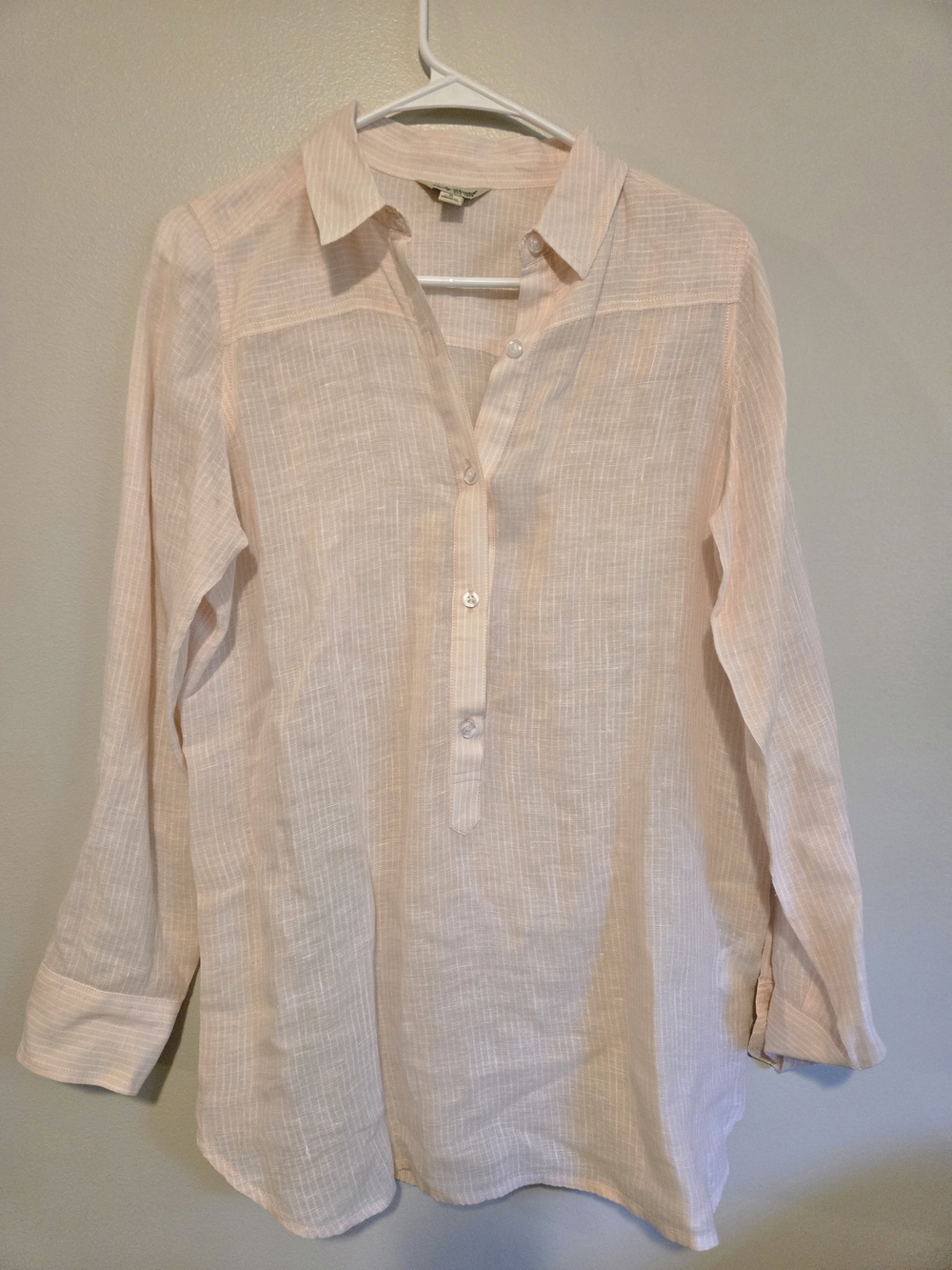 Lucky Brand Pale Pink Linen-Blend Button Tunic